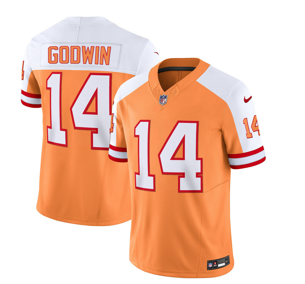 Men's Tampa Bay Buccaneers #14 Chris Godwin 2023 F.U.S.E. White/Gold Throwback Limited Football Stitched Jersey